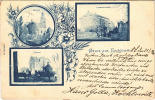 1900 Kochlowice, Kochlowitz (Ruda Slaska); Kirche, Pfarrei, Consumverein / church, parish, cooperative shop. R. Kalisch Art Nouveau, floral