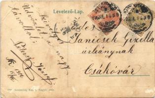 1906 Nagykikinda, Kikinda; Erzsébet utca, Angner A. üzlete. Postai-Utalvány montázs postással. Sonde...