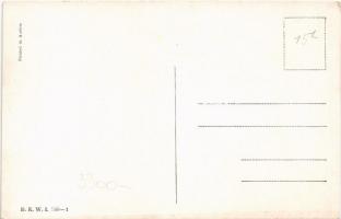 Téli sport művészlap, síelő baleset / Winter sport art postcard, skiing accident. B.K.W.I. 560-1. s:...