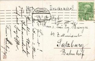 1914 Téli sport művészlap, szánkó baleset / Glückliches Neujahr! / Winter sport, sledding accident s...