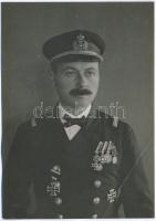 Trapp György lovag (1880-1947) sorhajóhadnagy, az U.-5. osztrák-magyar búvárhajó kapitánya 9x13 cm hajtásnyommal / Commandant of the U-5