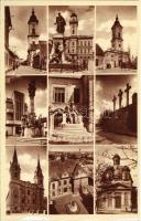 Komárom, Komárnó; mozaiklap, templomok / multi-view postcard, churches