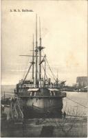 Pola, SMS Bellona az Osztrák-Magyar Haditengerészet uszály laktanyája a matrózoknak a kikötőben (ex SMS Kaiser) / K.u.K. Kriegsmarine Wohnschiff. G. Fano 1907-08 / Austro-Hungarian Barracks ship for mariners, port