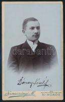 cca 1910 Nagykőrös, Szmrecsányi Miklós fényképész műtermében készült, keményhátú vintage fotó, 10,8x6,8 cm