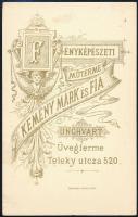 cca 1910 Ungvár, Kemény Márk és Fia fényképészek üvegtermében készült, keményhátú vintage fotó, 10,8...