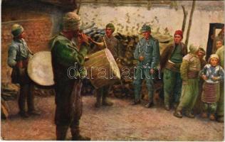 Weltkrieg 1914-1916. Musizierende Albaner / Világháború 1914-1916. Zenélő albánok / WWI Austro-Hungarian K.u.K. military art postcard, Albanian musicians