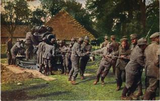 Der europäische Krieg 1914/15. Aufstellen eines österreichischen 30,5 cm Mörsers / WWI Austro-Hungarian K.u.K. military, 30,5 cm mortar