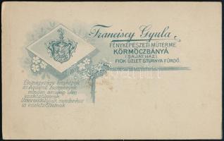 cca 1900 Körmöcbánya, Franciscy Gyula fényképész műtermében készült, keményhátú, vintage fotó, 10,8x...