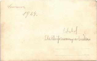 1924 Arlbergbahn, Bahnhof, Elektrifizierungsarbeiten im Sommer bei Österr. Siemens-Schuckert-Werke /...