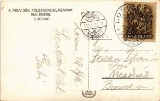 1938 Losonc, Lucenec; bevonulás, "Éljen Nagy-Magyarország" feliratos molinó / entry of the...