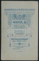 cca 1916 Rimaszombat, Winter Sz. fényképész műtermében készült, keményhátú, vintage fotó, 6,5x10,5 c...