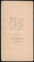 cca 1890 Zimony (Semlin), Hollós I. fényképész műtermében készült, keményhátú, vintage fotó, 20,6x10...