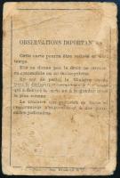 1917 Francia nyelvű fényképes igazolvány