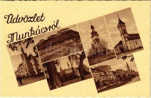 Munkács, Mukacheve, Mukacevo; mozaiklap, templomok / multi-view postcard, churches