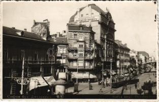 1935 Sofia, Sofiya; boul. Dondoukov / street view, tram, shops. photo