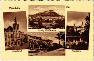 Munkács, Mukacheve, Mukacevo; Horthy Miklós utca, klastrom, vár, városháza / street, monastery, castle, town hall