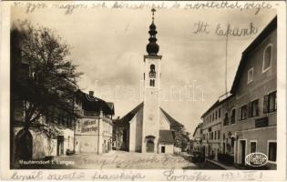 1931 Mauterndorf, street view, church, shops, automobile. Aufnahme & Verlag Frank Knollmüller