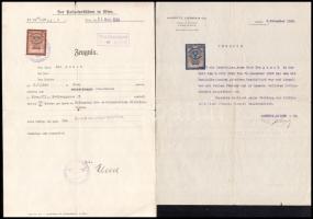 1920-1938 5 db osztrák okmány, okmánybélyegekkel, kettő vízjeles papír