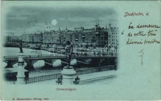 1899 Stockholm, Strandvägen / bridge, quay. K. Holmströms Förlag (EK)