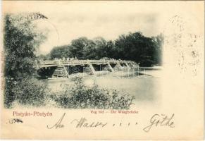 1899 Pöstyén, Pistyan, Piestany; Vág híd. A. Bernas kiadása / Die Waagbrücke / Váh river bridge, wooden bridge (vágott / cut)