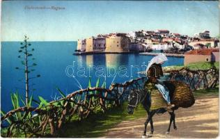 1916 Dubrovnik, Ragusa; street view, Croatian folklore, fortress (EK)
