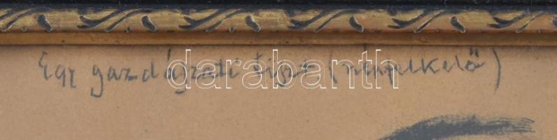 Pernyei (?) fhgy.916 jelzéssel: Egy gazdászati tiszt (népfelkelő) portréja. I. világháborús karikatú...