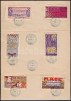 1918 6 db klf MAOE Kiállítása Budapest levélzáró alkalmi bélyegzésekkel, emléklapon, ritka