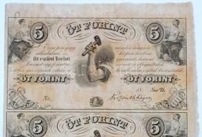 1852. 5Ft "Kossuth bankó" kitöltetlen "D","E","F" hármas ívb...