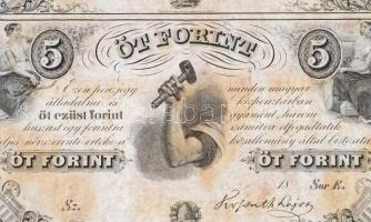 1852. 5Ft "Kossuth bankó" kitöltetlen "D","E","F" hármas ívb...