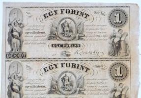 1852. 1Ft "Kossuth bankó" kitöltetlen "E","F","G","H&qu...