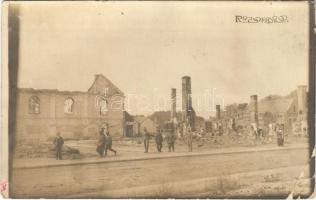 1916 Rozwadów, WWI destroyed buildings, street, ruins. photo (EB)