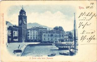 1899 (Vorläufer) Riva, Il porto colla torre Aponale / port, clock tower (EK)