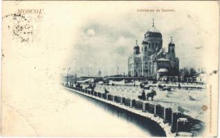 1900 Moscow, Moscou; Cathédrale du Sauveur / Cathedral of Christ the Saviour in winter