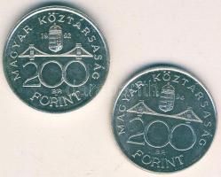 1992-94. 200Ft Ag "MNB" (1x) + "Deák" (1x) T:BU,2