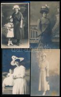 cca 1900-1920 Kalapos hölgyek, 7 db műtermi fotólap, 14×9 cm