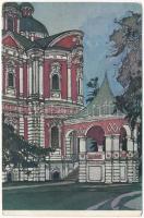 Kozelets, Kozeletz (Tschernigow, Chernihiv); Leglise, batie par Rastrelli, pour le comte A. Razoumowsky / church, built by Rastrelli, for Count A. Razoumowsky. Russian art postcard s: G. Loukomsky