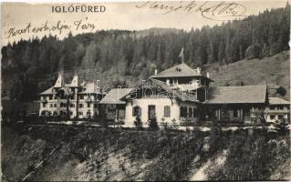 1909 Iglófüred, Bad Zipser Neudorf, Spisská Nová Ves Kúpele, Novovesské Kúpele; Hungária szálloda / hotel, villa (vágott / cut)