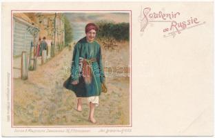 1899 (Vorläufer) Souvenir de Russie / Greetings from Russia, folklore. Edition A. Malevinsky Art Nouveau, litho