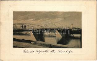 1911 Kisjenő, Chisineu-Cris; Fehér-Körös hídja. Messer Lipót kiadása / Crisul Alb river bridge (EK)