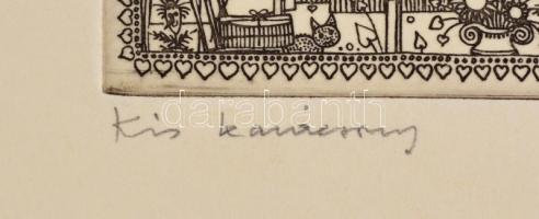 Gross Arnold (1929-2015): Kis karácsony. Színes rézkarc, papír. Jelzett, próbanyomat. Lap szélén nag...