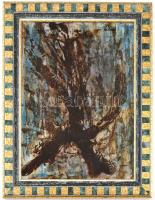 SZA jelzéssel: Gesztus. Olaj, farost. Díszes, üvegezett fa keretben 40x30 cm