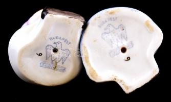 2 db Aquincum porcelán kislány figura. Kézzel festett, jelzett, hibátlan. 5 cm