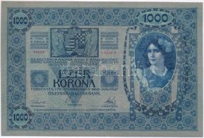 1902. 1000K felülbélyegzés nélkül T:I,I- / Hungary 1902. 1000 Korona without overprint C:UNC,AU Adamo K35