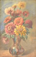 Kende István (1865-1936): Virágcsendélet, 1927. Akvarell, papír, jelzett, fa keretben. 45×29,5 cm