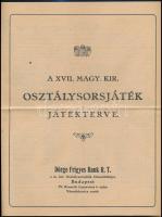 1926-1941 Magyar Királyi Osztálysorsjáték játékterv, szórólap és boríték, 3 db