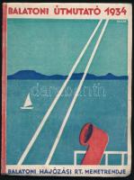 1934 Balatoni útmutató és menetrend május-október hóra, vágatlan oldalakkal, címlap Dallos grafikája, 125p
