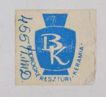 Bodrogkeresztúri áttört-fonott kerámia tálka, Magyar Posta motívummal, jelzett, matricás, d: 12 cm