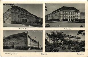 1942 Ungvár, Uzshorod, Uzhhorod, Uzhorod; Nemzeti Bank, Adóhivatal, Rendőrségi palota, Városháza / bank, tax office, police headquarters, town hall (EB)