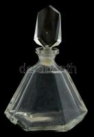 Üveg kiöntő üveg dugóval, kopásokkal, repedésekkel, csorbákkal, m: 23,5 cm