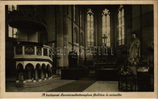 Budapest VII. Erzsébetváros, Szent Erzsébet templom, főoltár és szószék, belső